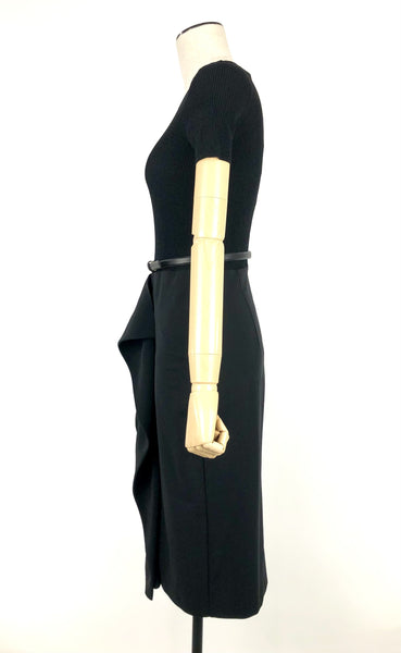 Black 'Repace' Knit Crepe Ruffle Sheath Dress | Size 4