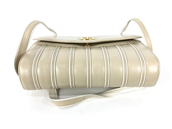 Circa 80s Vintage Beige Leather Convertible Handbag
