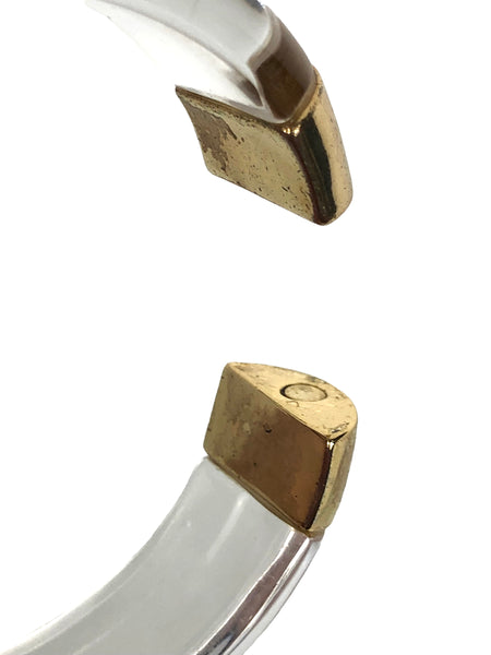 Lucite Dome Hinge Bracelet Clear