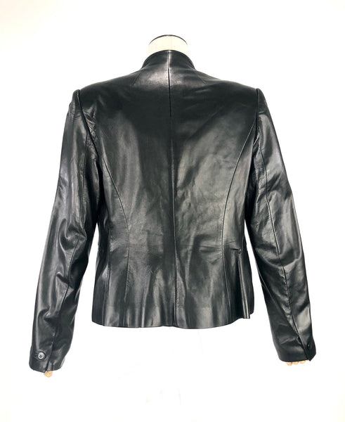 Black Lambskin Ruffled Jacket | Size 6