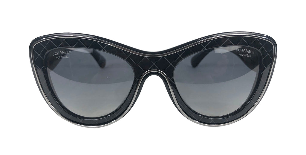 Chanel Interlocking CC Logo Oversize Sunglasses - Black Sunglasses