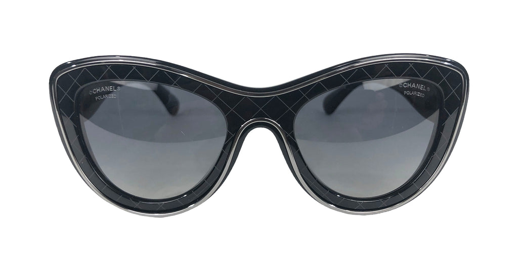 Chanel Black Interlocking CC Logo Cat-Eye Sunglasses