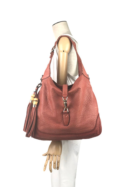 Jackie Pink Coral Pebble Leather Convertible Hobo