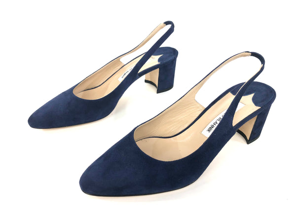 50mm Allurasa Navy Suede Slingback Pump | Size US 7.5 | IT 38