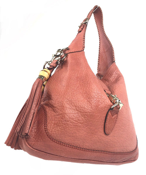 Jackie Pink Coral Pebble Leather Convertible Hobo