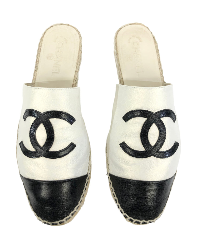 chanel silver mules 9