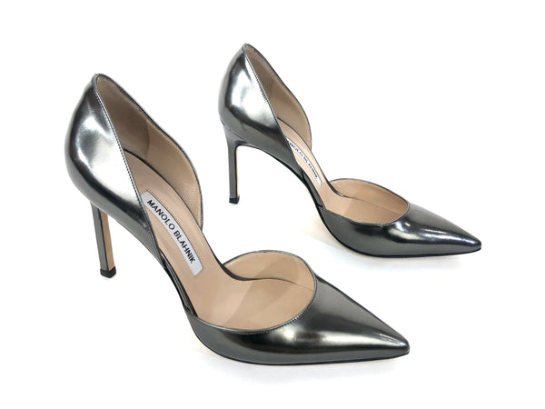 Metallic Gunmetal D'Orsay Stiletto Heel Pumps | Size US 7.5 - IT 38