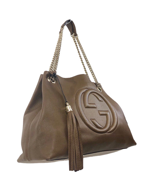 Brown Leather Soho Medium Chain Tote