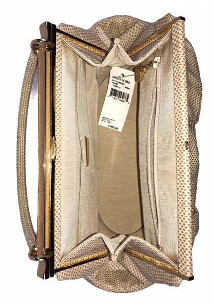 Vintage Beige Karung Skin Framed Structure Convertible Handbag