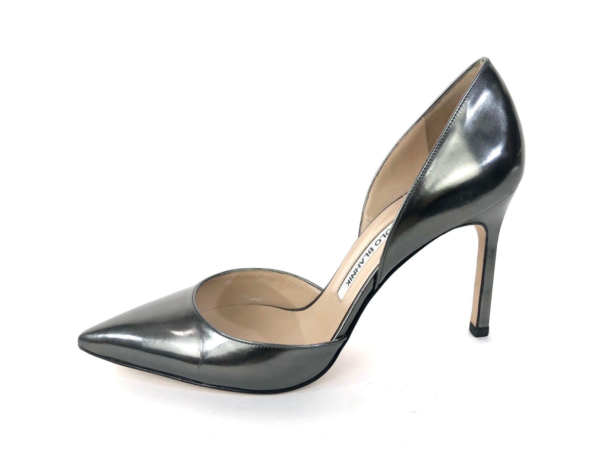 Metallic Gunmetal D Orsay Stiletto Heel Pumps Size US 7.5 IT 38 Baggio Consignment