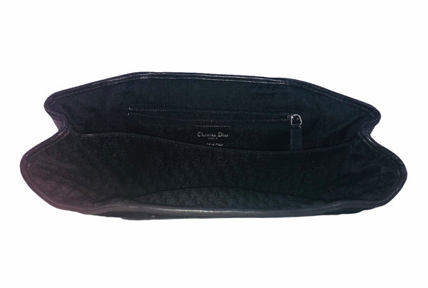 Black Lambskin Plissé Basket Top Handle Mini Bag