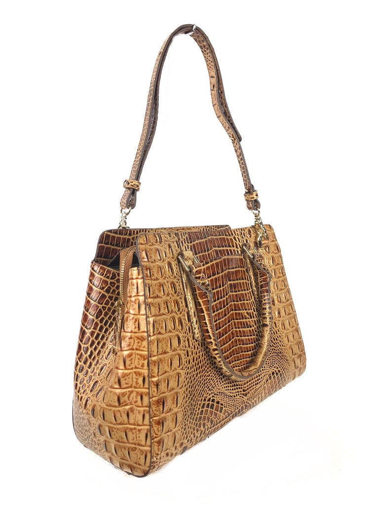 Melbourne Collection Small Finley Faux Croc Leather Satchel Bag