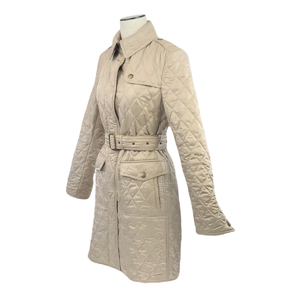 Diamond Quilted Knee Length Trench Coat | Size S