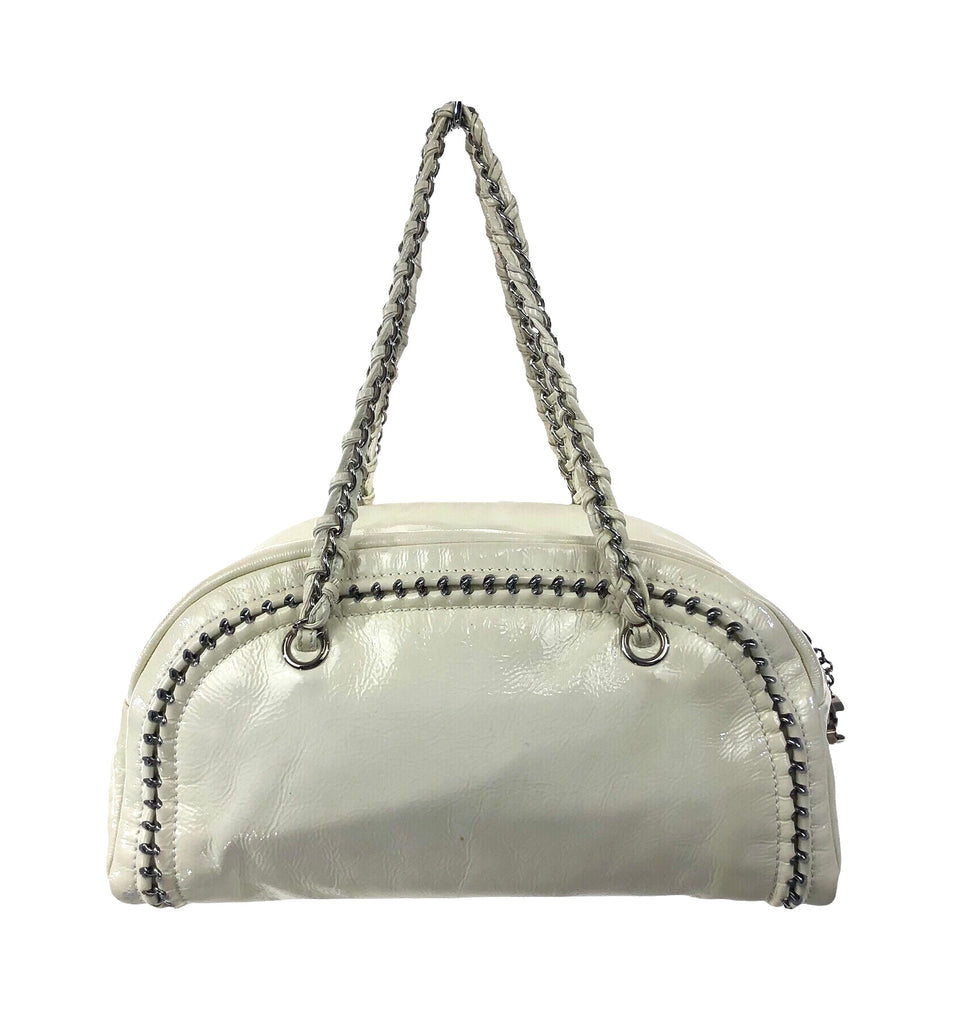 Luxe Ligne Bowler Shoulder bag in Patent leather, Silver Hardware