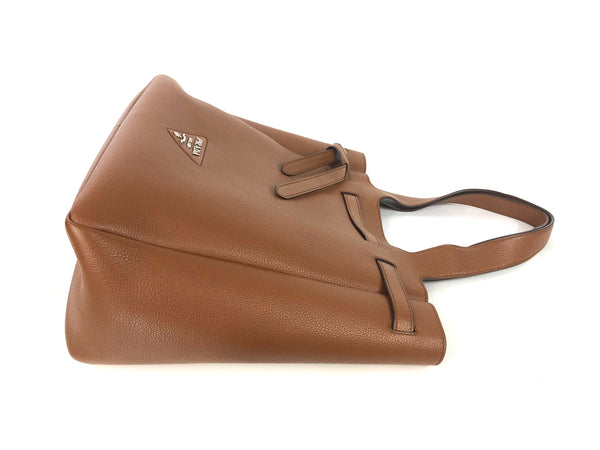 Cognac Caramel Brown Leather Tote