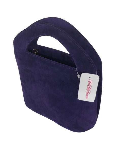 Vintage Purple Suede Convertible Bucket Bag Handbag