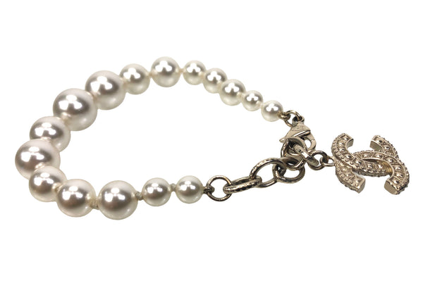 Faux Pearl CC Clasp Bracelet