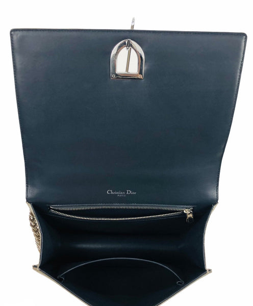 Champagne Metallic Micro Cannage Diorama Medium Convertible Bag