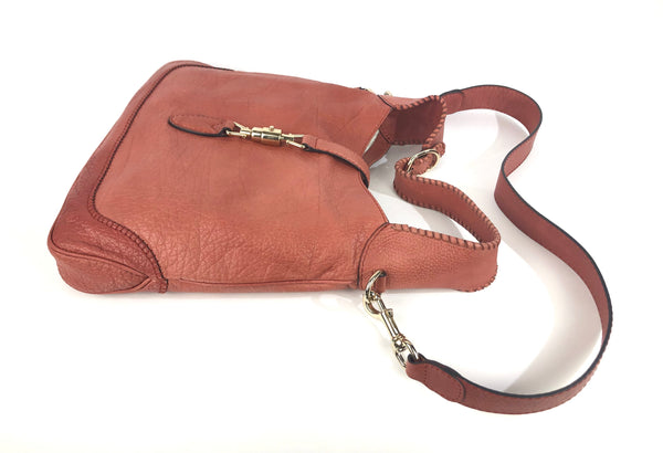 Jackie Pink Coral Pebble Leather Convertible Hobo