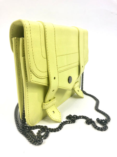 Citron Leather Chain Crossbody Wallet