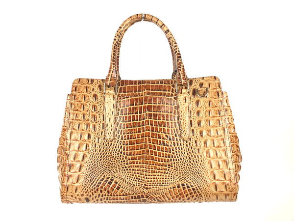 Melbourne Collection Small Finley Faux Croc Leather Satchel Bag