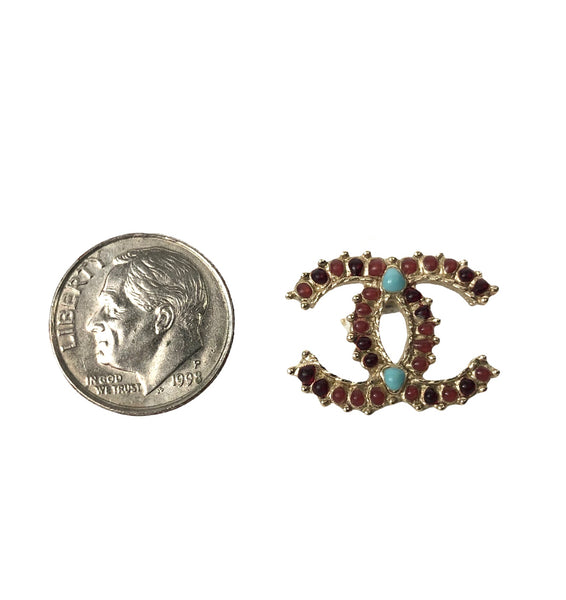 Gold Plated & Resin Interlocked CC's Paris-Dallas Metiers D'Art Stud Earrings