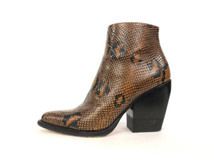 Python Printed Leather Ankle Boots | Size 8