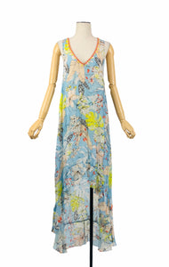 Racerback Tropical Print High-Low Dress | Size M