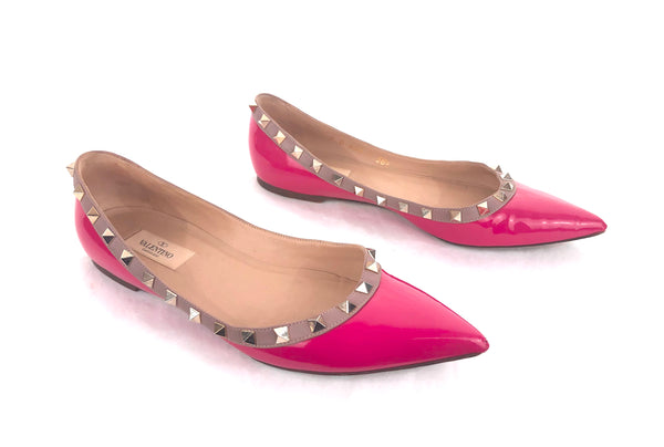Rockstud Patent Flat | Size US 7.5 - IT 38.5