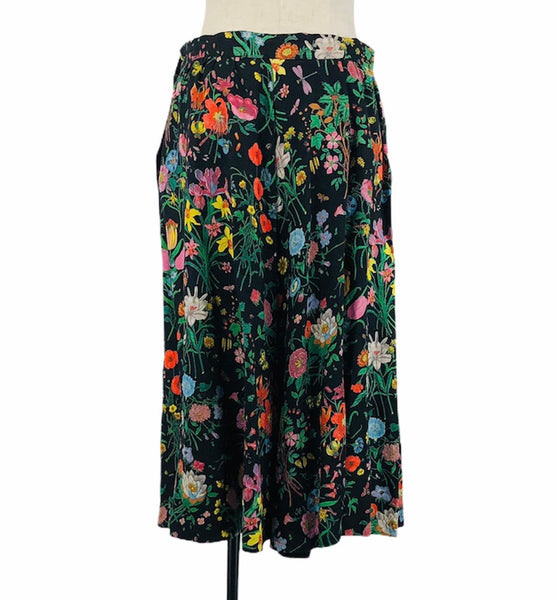 Vintage Flora Print Linen Skirt | Size US 10