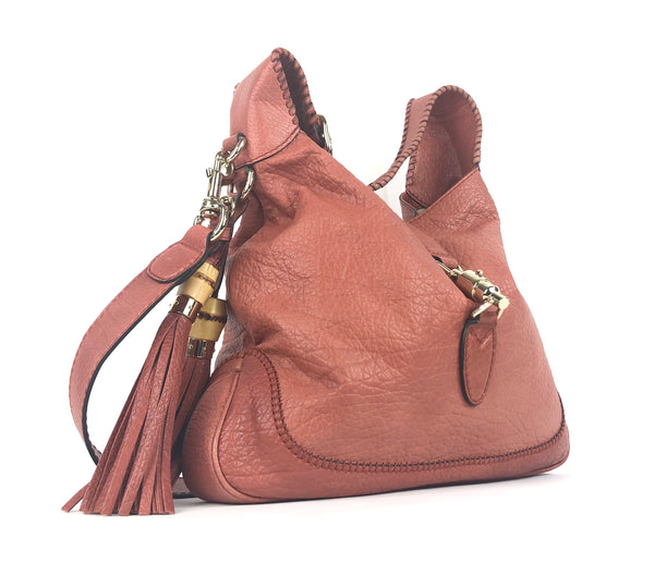 Jackie Pink Coral Pebble Leather Convertible Hobo