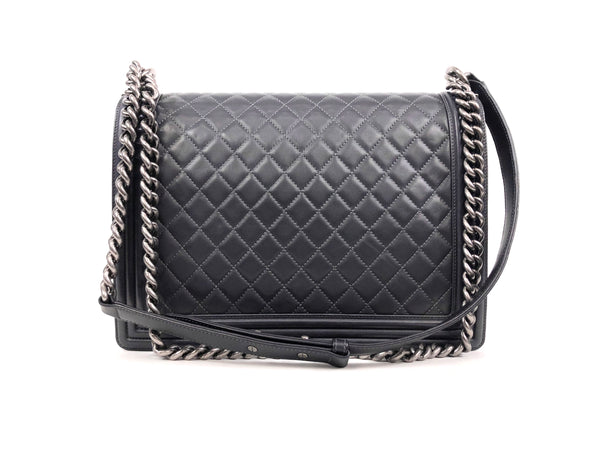Slate Grey Large Lambskin Boy Flap Shoulder Bag