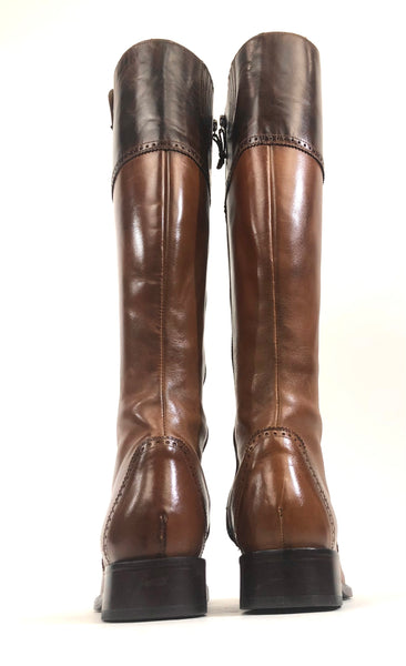 Tan and Mahogany Collard English Style Riding Boots | Size 8B