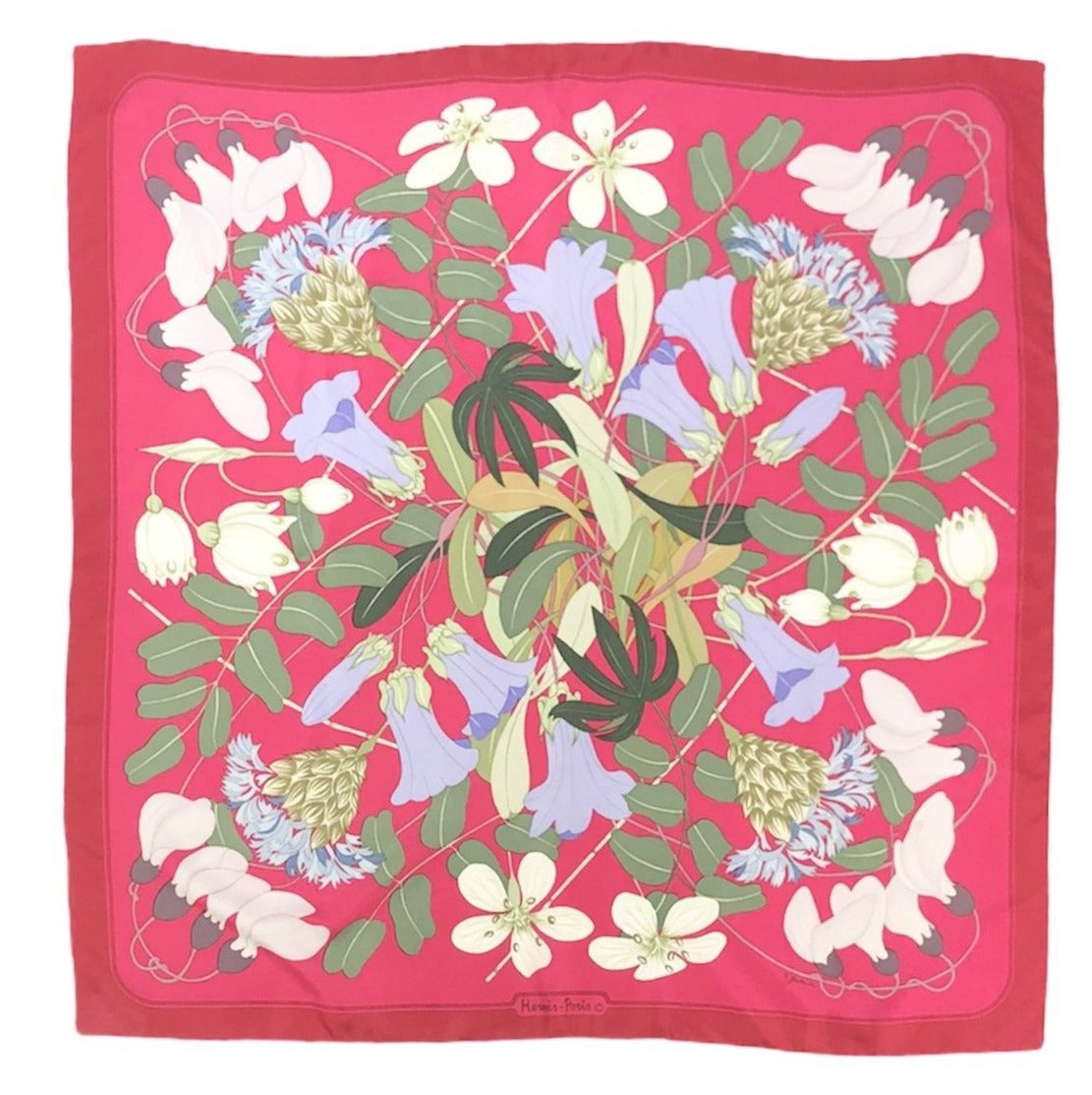 Vintage Hot Pink "Flora Graeca" Silk Scarf