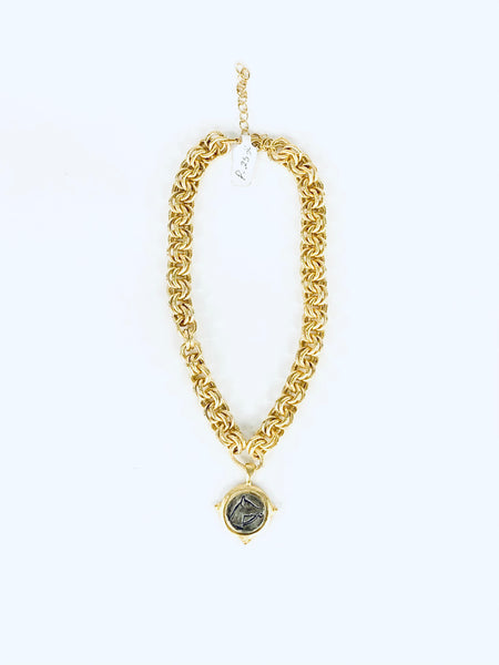 Horse Head Intaglio Double Chain Necklace