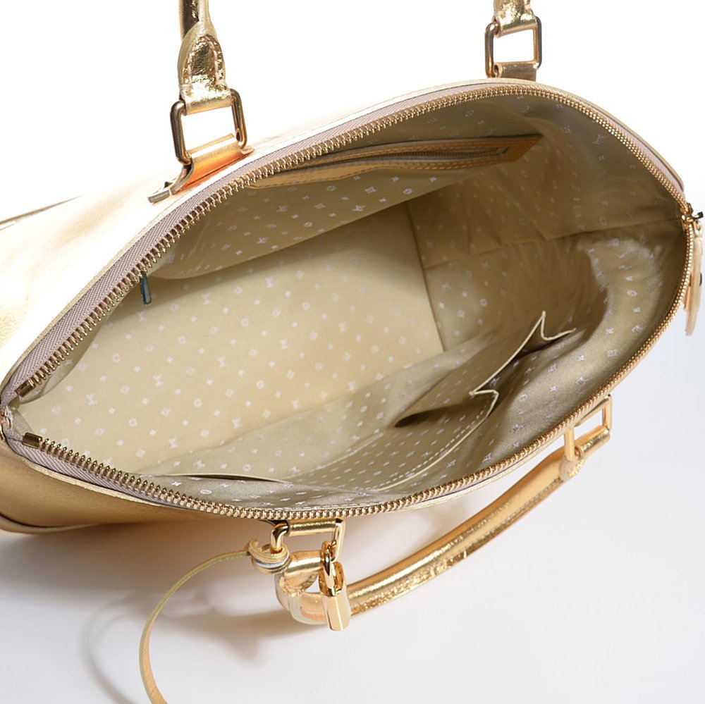 Louis Vuitton Gold Suhali Leather Lockit MM Bag - Yoogi's Closet