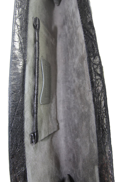 Gunmetal Crocodile Clutch