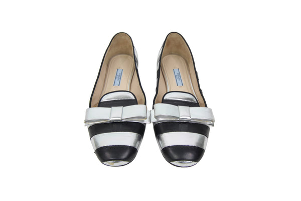 Leather Stripe Flats | Size 8 US 38 EU