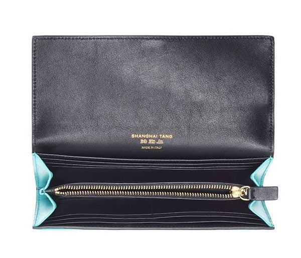 "Shou Long" Turquoise Leather Wallet