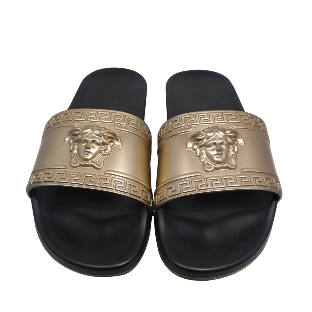 Versace Men s Medusa head embossed slides Sz 12 Baggio Consignment