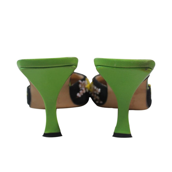 Fendi | Vintage Embellished Mule Verde Heel Sz 7