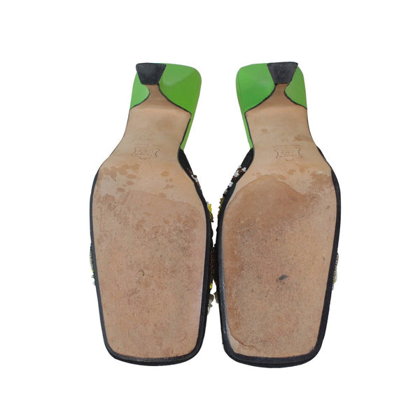 Fendi | Vintage Embellished Mule Verde Heel Sz 7