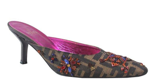 Fendi | Zucca Bead Embellished Mule Sz 6.5