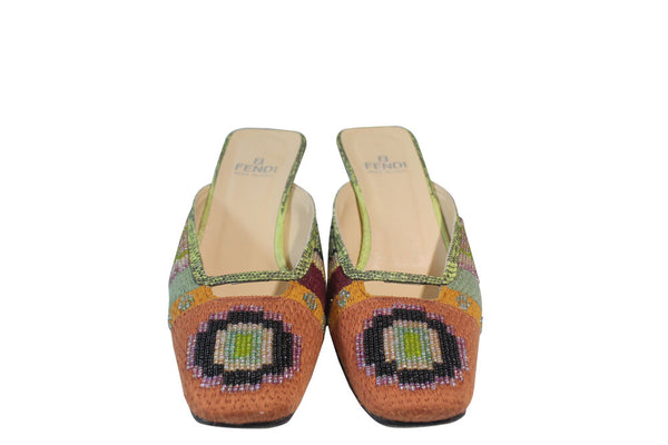 Fendi | Vintage Beaded Multicolor Mule Sz 7.5